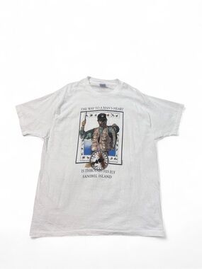 Vintage 90s Sanibel Island Fishing way to a man’s heart tee funny white XL mens